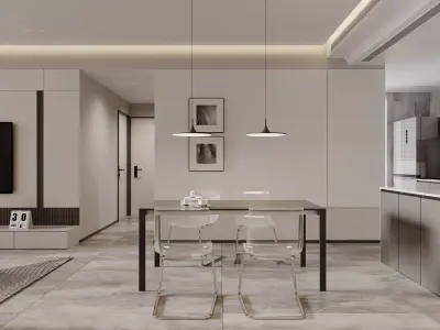 Modern living room dining room interior scenes 458 3D model