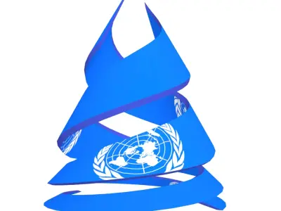 United Nations Flag on double helix structure 3D model