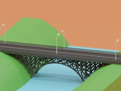 Cartoon Steel Bridge 3D model