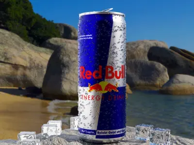Red-bull Can 3D Model - Blender Cycles Render 3D model