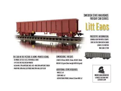 ROLLS-0042 SJ Litt Eaos Gondola freight car in H0-scale 3D print model