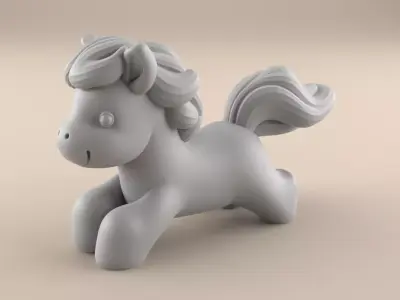 Adorable Pony Stl 3D Model for Desk Decor and Paperweight 3D print model