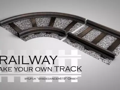 LowPoly Railway make your own track Free low-poly 3D model