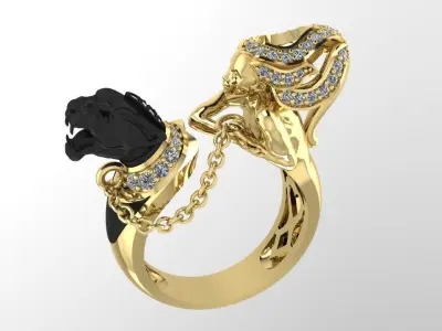 Ring Magerit girl with panther 3D print model