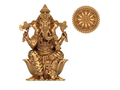  Ganpati Antique Gold Idol  3D print model