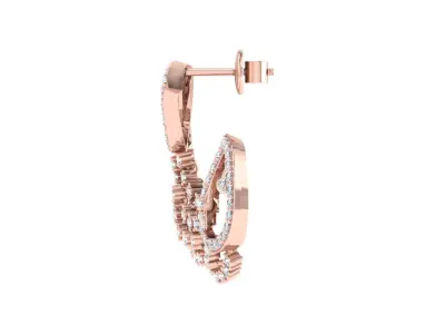 Light Weight Rose Gold Diamond Earring  -EAR-028 3D print model