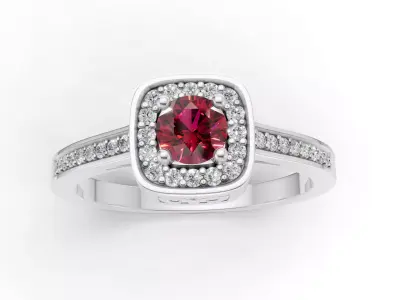 AV 707 Diamond Ladies Halo Style Bridal Engagement Ring 3D print model