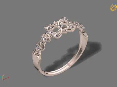 Womens Diamond Signet Ring Women Rings 3dmodels 3D print model 3D print model 24