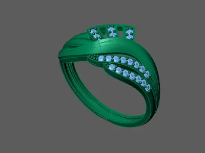 Womens Rings With Stone Ring Ready STL 3DM Models Rings women 3D print model