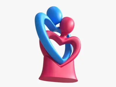 Abstract Ceramic Lovers Figurine Hugging 3D model