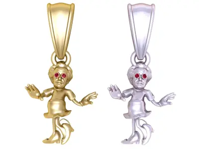 Golden Character Pendant with Ruby Eyes 3D print model