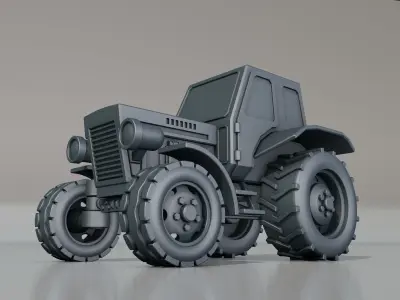 Tractor set of wheels 3D print model