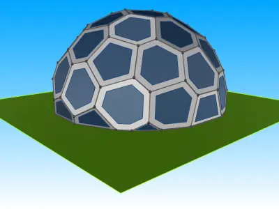 Large dome with frame and glass panels 3D model