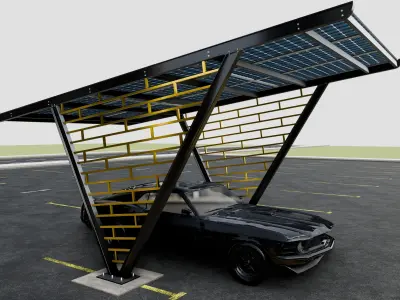V TYPE MODERN SOLAR CARPORT TYPE-8 3D model