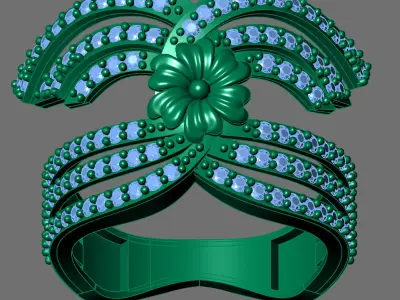 Womens Rings With Stone Ring Ready STL 3DM Models Rings women 3D print model 23