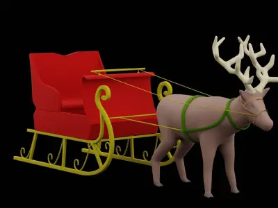 Christmas Mini Sleigh Low-poly 3D model