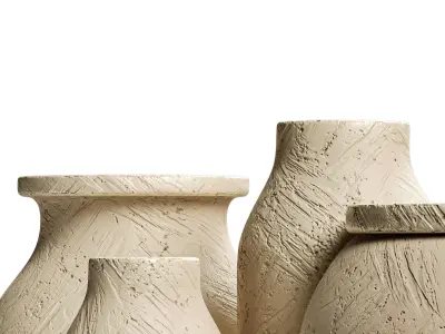 Zara Home Textured Ceramic Vase Set 3D model