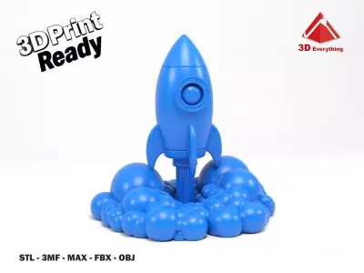 Cartoon rocket 3D print model