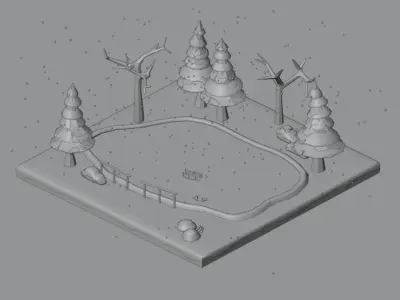 Ice rink Low-poly 3D model