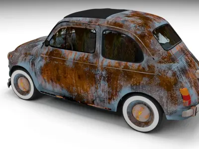Weathered Fiat 500 Nuova Low-poly 3D model