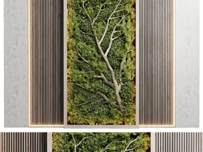 Vertical Wall Garden With Wooden frame 48 Low-poly 3D model