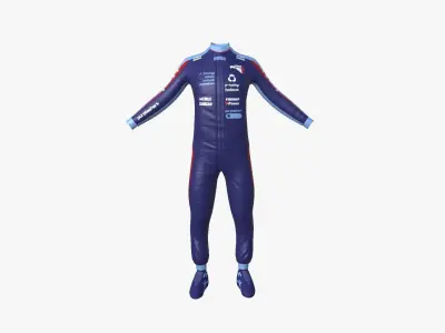 Racing Pilot Uniform A03 Dark Blue - Character Clothing Design Low-poly 3D model