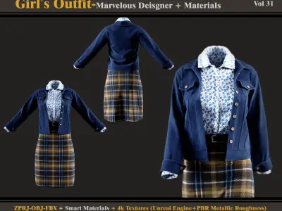 Girls Outfit- MD-Clo3d -Material-Textures - OBJ - FBX 3D model