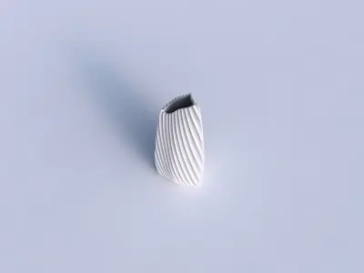 Vase curved tipping triangle 2 with extruded vertical lines 2 3D print model