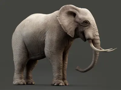 Rigged Elephant model 8K Low-poly 3D model
