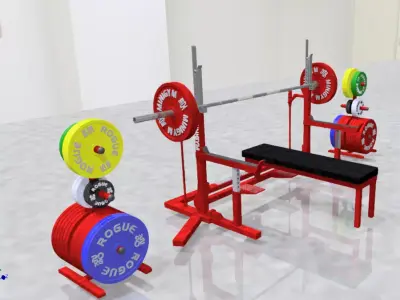MiniGym gym bench with weights 3D print model