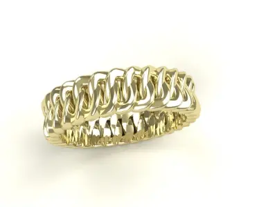 Size 8 Gold Link Ring Jewelry Silver Platinum Luxury 3D print model
