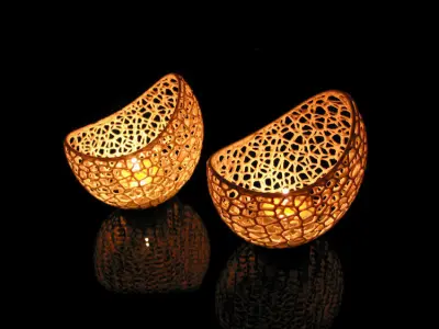 Filigree double wall tealight holder 3D print model