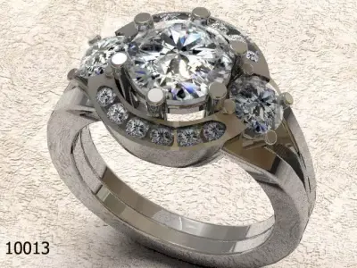 Ring diamond engagement with three stones Free 3D print model