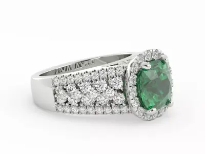 Cushion Emerald large bling with round diamonds 3dm 3D print model