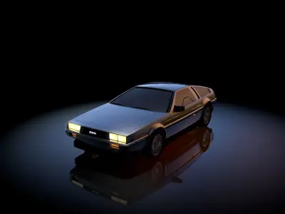 DeLorean 1983 Low-poly 3D model