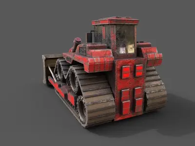 Old bulldozer Low-poly 3D model