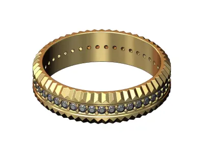 Fluted watch bezel diamond ring US size 7 to 10 3D print model