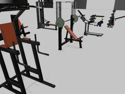 20 PCS GYM MACHINES FITNESS EQUIPMENT Low-poly 3D model