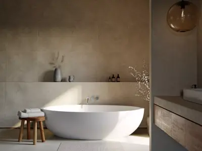 Japandi modern bathroom 3D scene 3D model