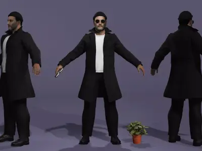 Jean Reno as Leon The Professional Fully Rigged for Unreal Low-poly 3D model