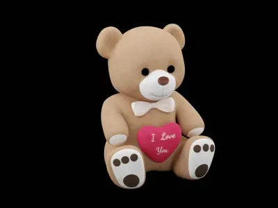 I Love You Teddy Bear Low-poly 3D model