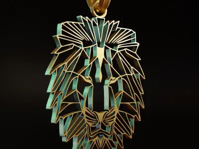 Feline Lion Stylized Pendant Amulet Necklace Design 3D print model