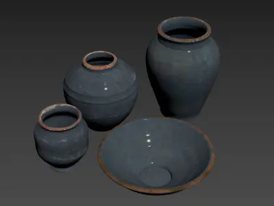 Indigo Artisan Handcrafted Ceramic Vase Collection 3D model
