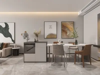  Modern style living room CR rendering interior design model 3D model