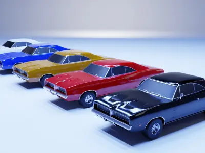 1960s Muscle Car - Animation and Game Ready Low-poly 3D model
