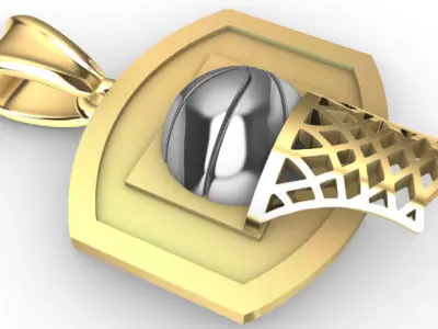 BASKETBALL HOOP CHARM PENDANT JEWELRY SPORTS 3D print model