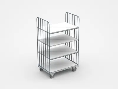 Semi-level Movable Shelf On Wheels 3D model