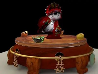 Chinese wedding carry bride doll 3D model