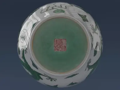 Dragon vase - green - optional red Low-poly 3D model