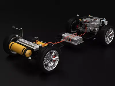 FWD Hydrogen Fuel Cell Car Chassis 3D model